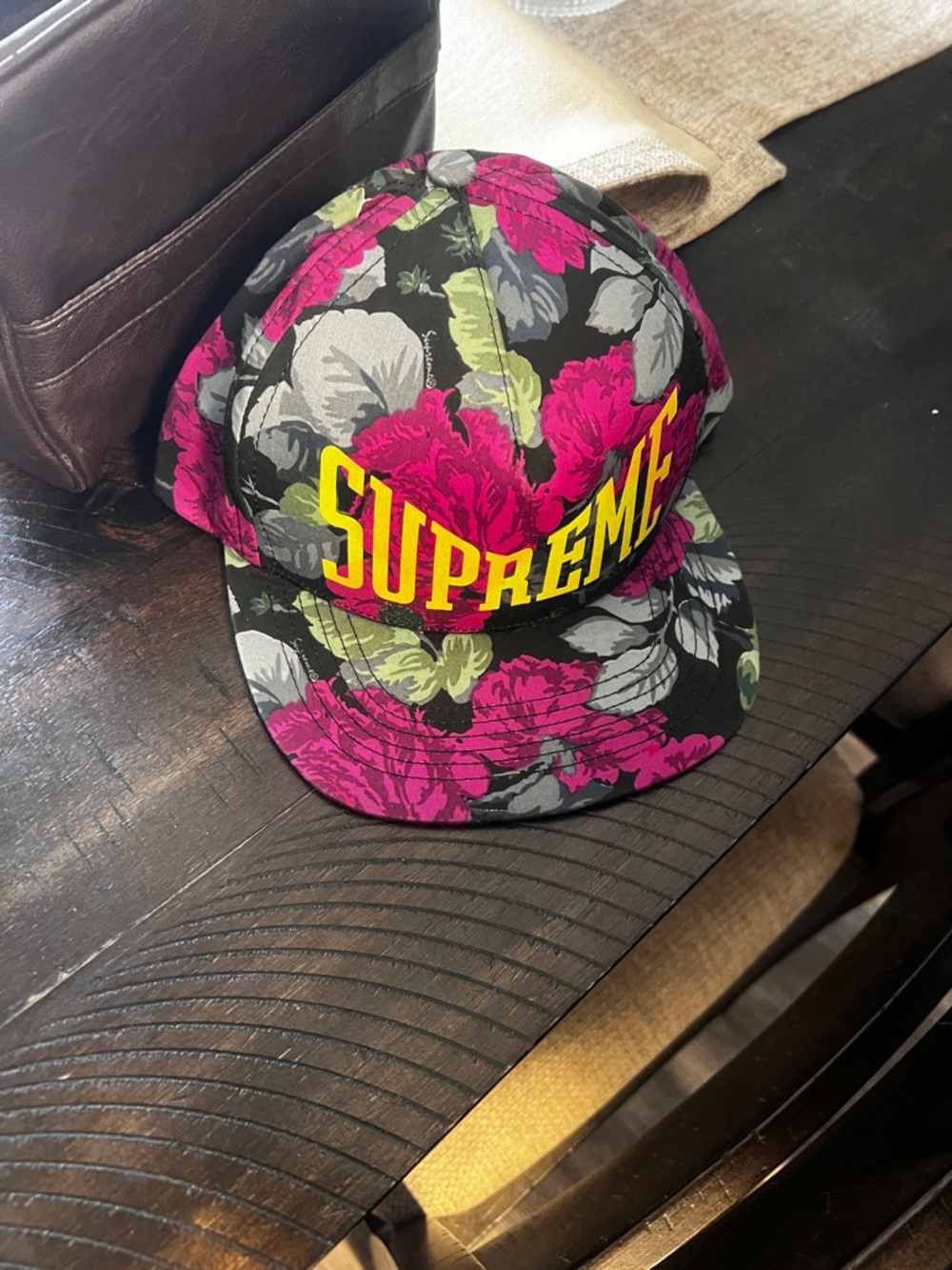 Supreme Floral 5-Panel Hat - Black, Pink, Green